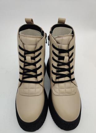 Шкіряні жіночі ботильйони черевики демісезонні бежеві 37-40 женские ботинки деми phany2 фото