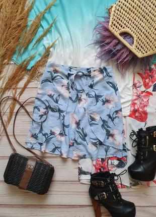 Натуральная цветочная юбка клеш с поясом2 фото