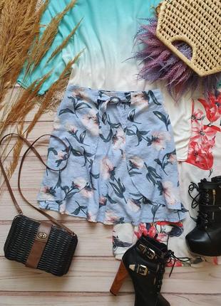Натуральная цветочная юбка клеш с поясом7 фото