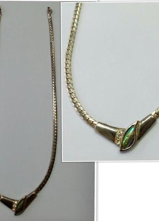 Бижутерия. колье, ожерелье, цепь с красивым плетением, металл под золото. общая длина 48 см7 фото