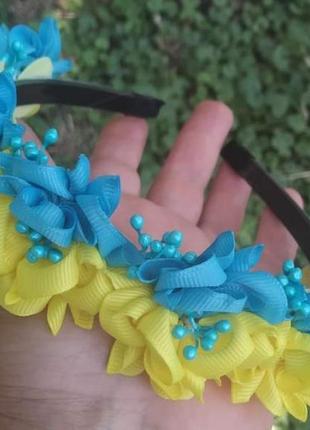 Жовто-блакитний обруч з маленькими квіточками2 фото