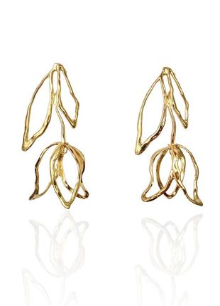Великі сережки золоті тюльпани квіти в стилі zara schiaparelli