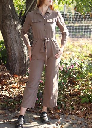Комбінезон shein льняний кольору хакі