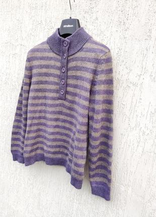 Damart свитер в полоску с горлом на пуговичках , 30% альпака3 фото