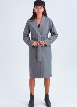 Пальто женское миди демисезонное шерстяное, черно белое, прямое свободное оверсайз oversize