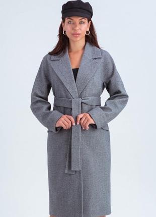Пальто женское миди демисезонное шерстяное, черно белое, прямое свободное оверсайз oversize2 фото
