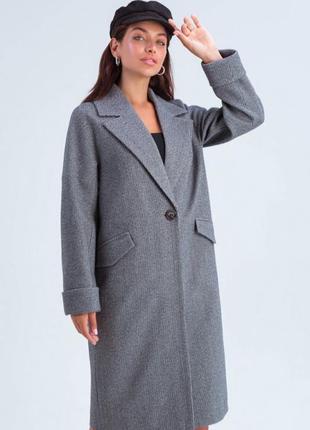 Пальто женское миди демисезонное шерстяное, черно белое, прямое свободное оверсайз oversize3 фото
