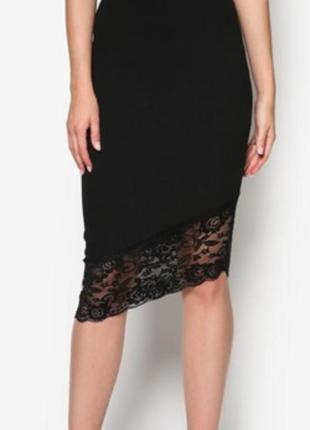 Ассиметричная эффектная юбка с кружевом river island