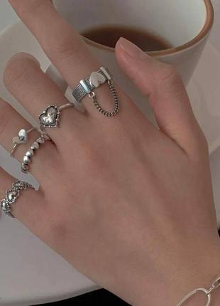 Кольцо кольца бижутерия под винтаж винтажные винтажные серебро колечко серебряное серебряные серебристое с сердцем сердечком сердечко с сердцем