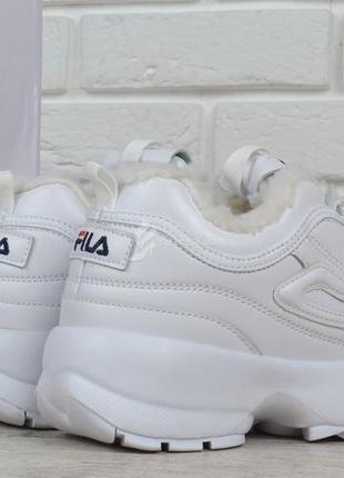 Кроссовки кожаные зимние disruptor 2 white женские фила белые на меху5 фото