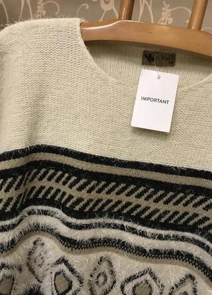 Нереально красивая и стильная брендовая вязаная кофточка оверсайз в узорах 20.