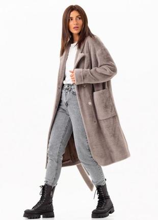 Только предзаказ! пальто женское демисезонное альпака, оверсайз оversize, средней длины, капучино