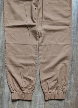 Брюки джогери штани високі посадка висока штани бавовна резинка легкі натуральні брендові8 фото