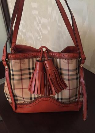 Шикарная кожанная сумка burberry, оригинал