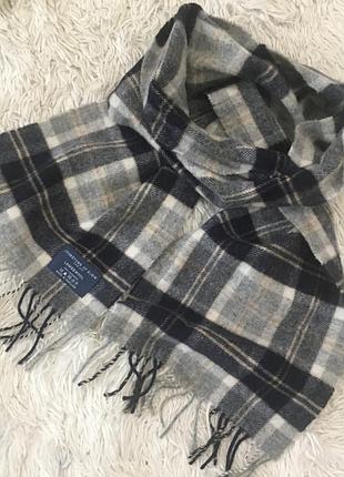 Шарф тёплый серый в клетку