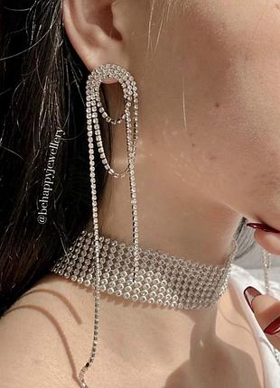 Сережки стрази, сережки вечірні, сережки довгі