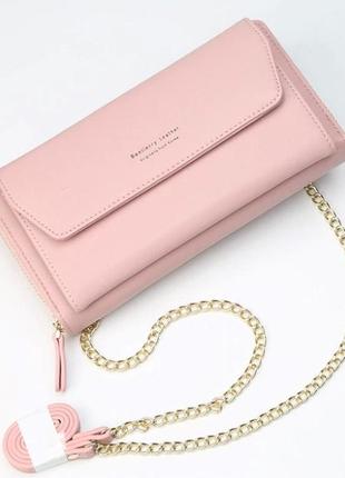Жіночий клатч сумочка baellerry pink leather