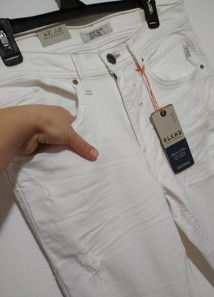 Белые рваные джинсы фирменные базовые скини котон (высокий рост) супер качество!!!6 фото