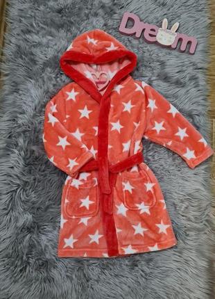 Плюшевый теплый  халат для девочки на 4-5 лет р 104-110