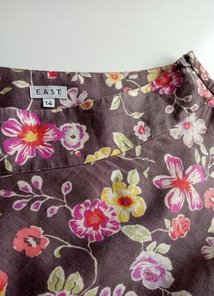100% лен. красивая юбка из натуральной ткани в цветочный принт4 фото