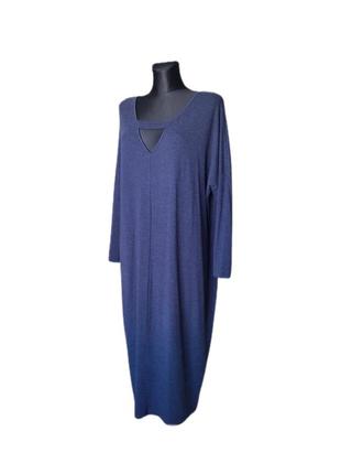 Сукня вільного крою балахон трикотажна синя віскоза україна батал р.50-527 фото
