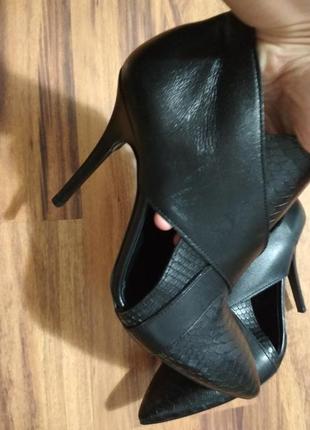 100% кожа италия туфли кожаные ботинки на высоком каблуке6 фото