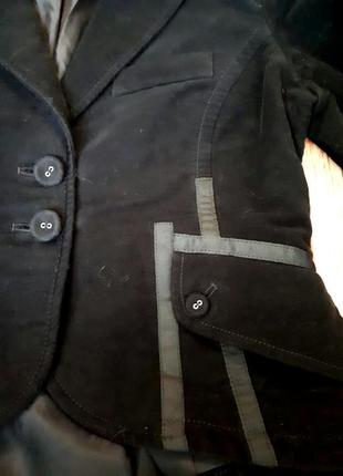 Велюровый черный жакет пиджак с лентами. черный. короткий. next. румыния2 фото
