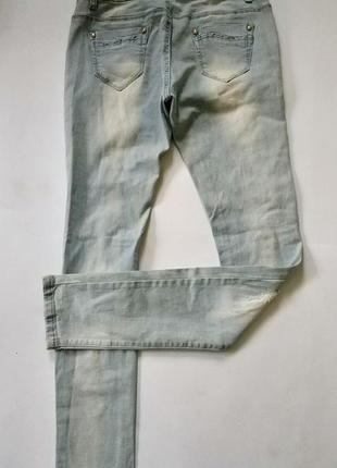Блідо-голубі джинси з камнями і жемчугом original2 фото