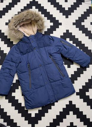 Зимняя куртка, темно-синяя парка zara, теплая детская парка на зиму