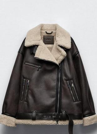 Дубленка байкерская косухая куртка с мехом с мехом дубленка