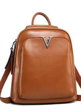 Женский кожаный коричневый рюкзак
