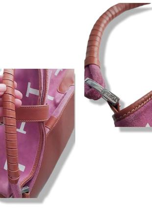 Сумка tod's hobo bag (t monogram pink suede and brown leather)4 фото