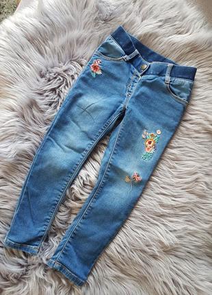 Джинсы с вышивкой, джинсы на резинке, джегинсы, джинсы для девочки