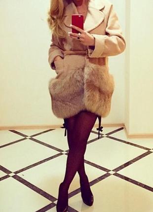 Пальто осінь зима песець