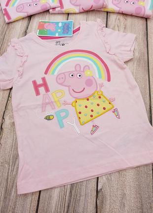 Новая котоновая футболка на девочку с коротким рукавом бренда primark серии peppa pig свинка пеппа4 фото