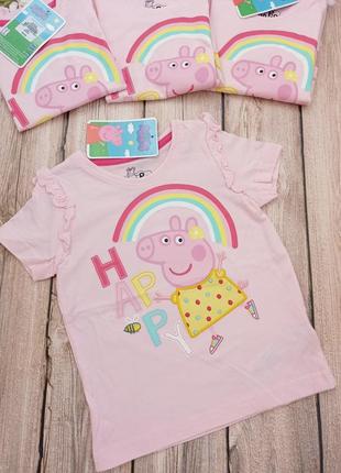Новая котоновая футболка на девочку с коротким рукавом бренда primark серии peppa pig свинка пеппа2 фото