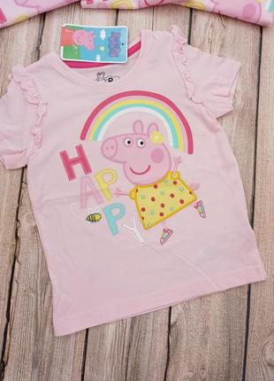Новая котоновая футболка на девочку с коротким рукавом бренда primark серии peppa pig свинка пеппа3 фото