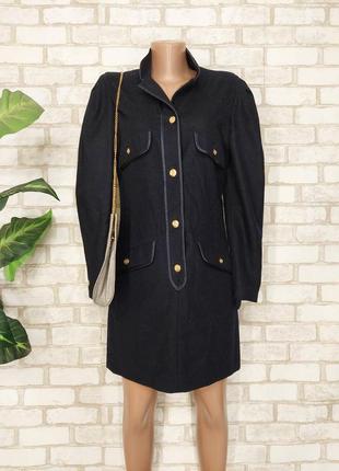 Фирменное теплое мини платье-пиджак в составе шерсть в темно синем цвете, размер с-м