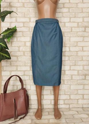 Новая стильная базовая юбка миди карандаш в нежно голубом цвете, размер м-ка