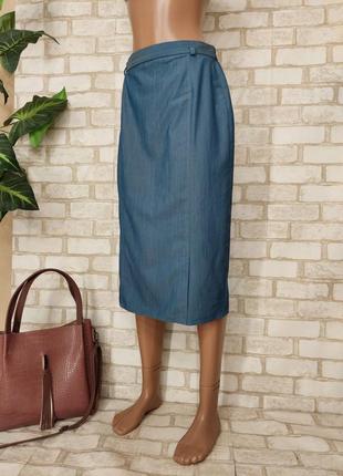Новая стильная базовая юбка миди карандаш в нежно голубом цвете, размер м-ка4 фото