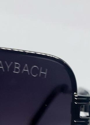 Maybach  модные мужские солнцезащитные очки темно серый градиент в серебристом металле9 фото