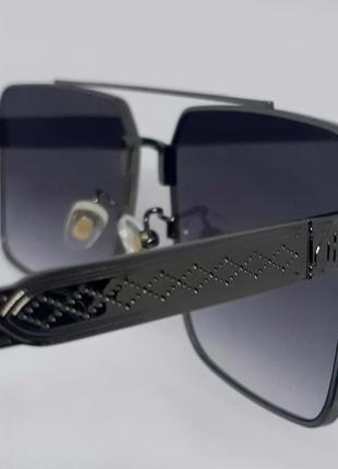 Maybach  модные мужские солнцезащитные очки темно серый градиент в серебристом металле10 фото