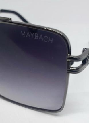 Maybach  модные мужские солнцезащитные очки темно серый градиент в серебристом металле3 фото