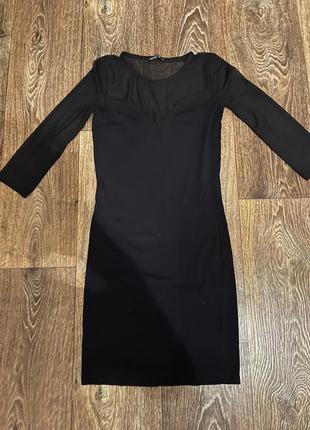 Шикарное чёрное платье с сеткой