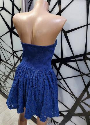 Шикарное платье бюстье из прошвы abercrombie&fitch синий электрик м5 фото