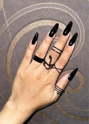 Набор колец черных на пальцы и фаланги4 фото