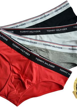 Набор мужских трусов слипов (плавок) tommy chiaro hilfiger в подарочной коробке. полномерная модель
