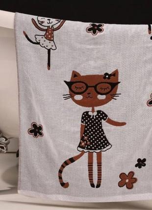 Полотенце для лица двустороннее котоновое коты