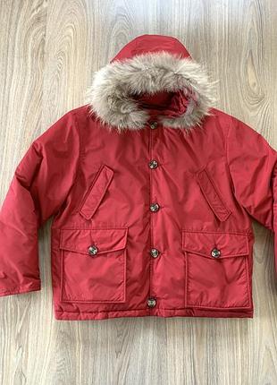 Мужская плотная зимняя куртка пуховик аляска с мехом italy