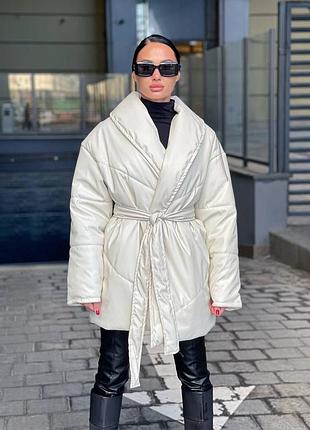 Шикарна тепла куртка з еко-шкіри